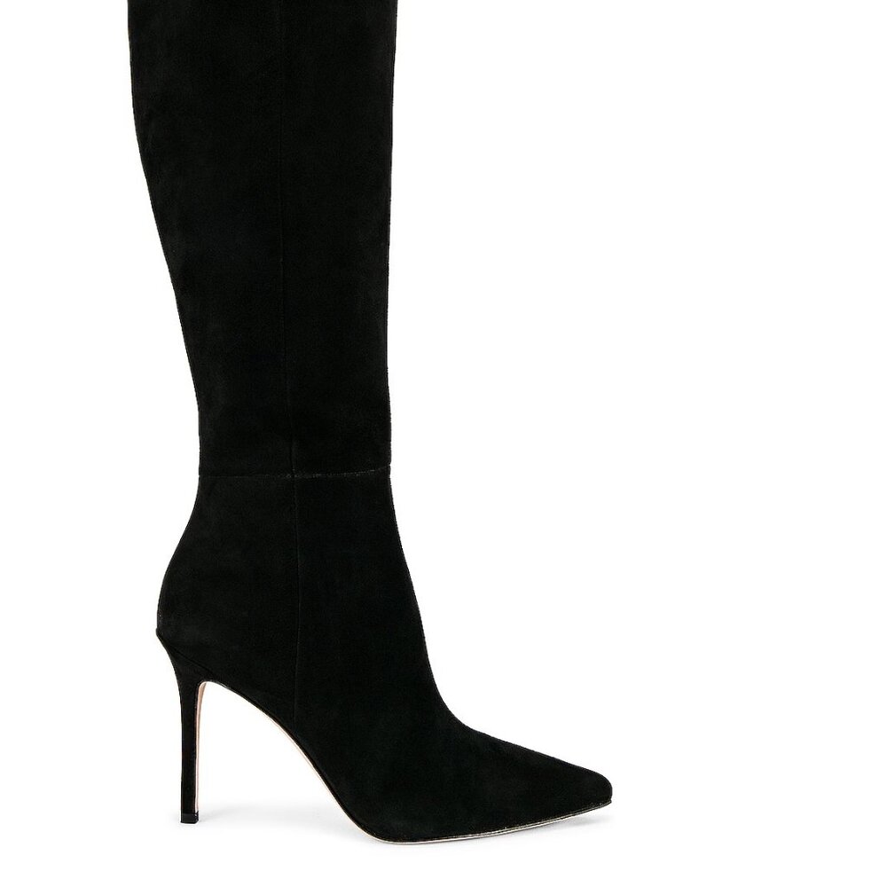 Veronica Beard Black Suede Knee-High Stiletto Boots